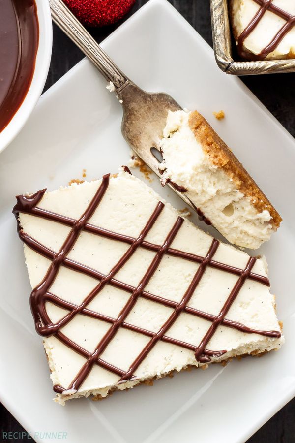 Vanilla Bean Cheesecake Bars with Chocolate Ganache