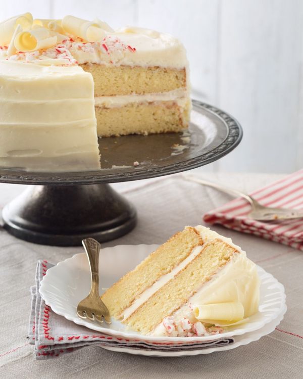 Vanilla Cake with White Chocolate-Peppermint Frosting