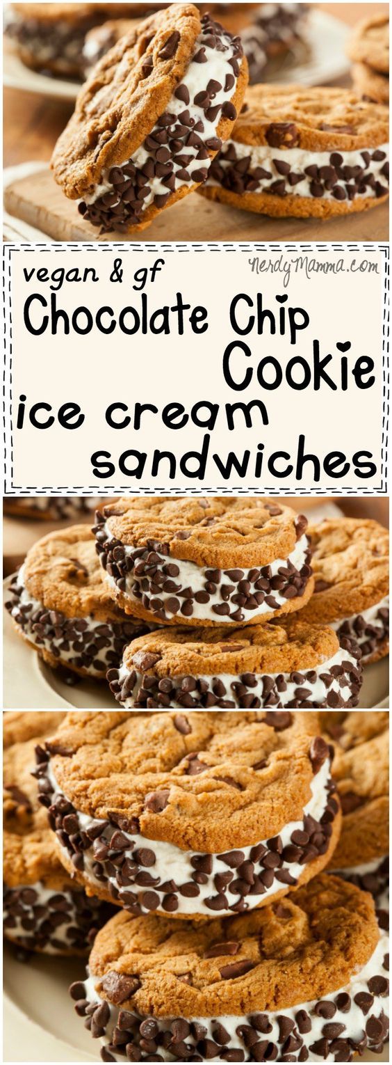 Vegan and Gluten-Free Chocolate Chip Cookie Ice Cream Sandwiches