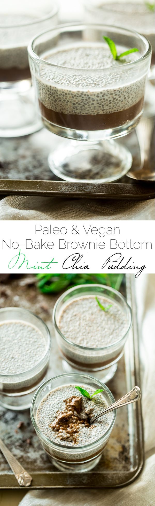 Vegan and Paleo Mint Chia Pudding Recipe With Brownie Bottom