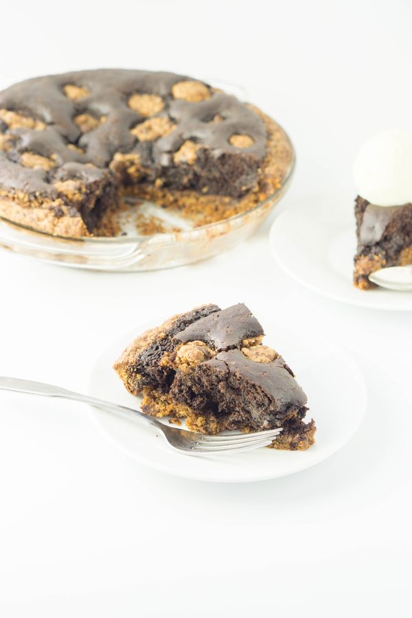 Vegan Brownie Pie with Chocolate Chip Cookie Crust