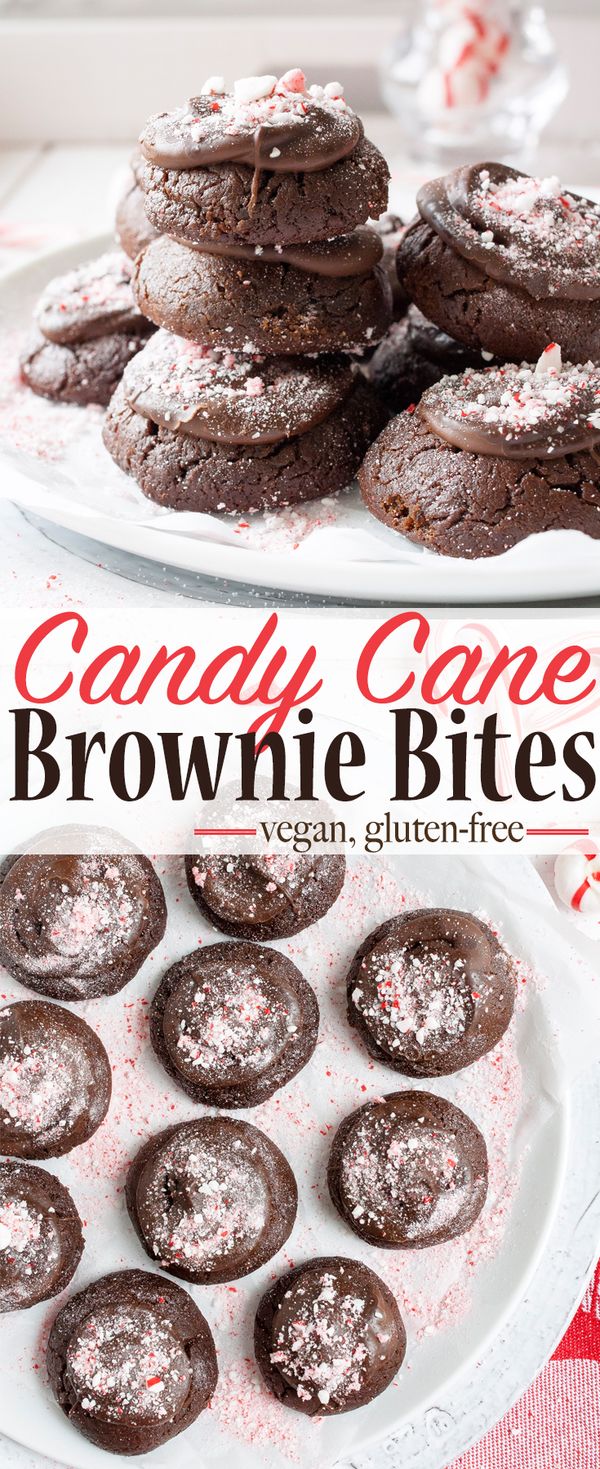 Vegan Candy Cane Brownie Bites