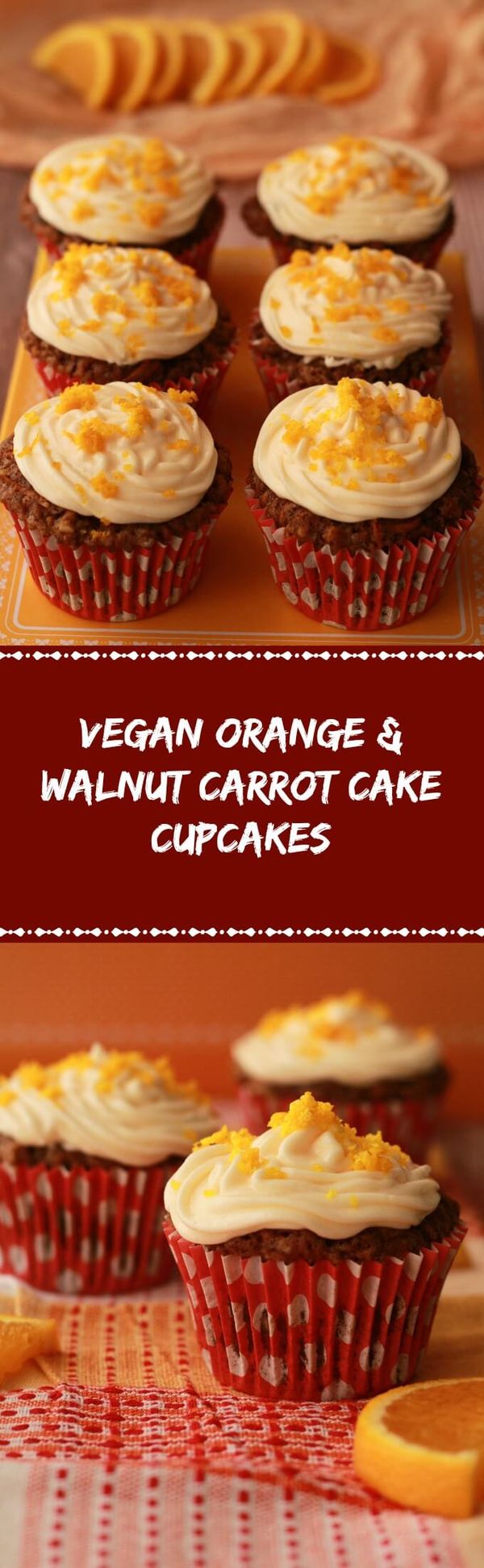 Vegan Carrot Cake Cupcakes with Orange and Walnut