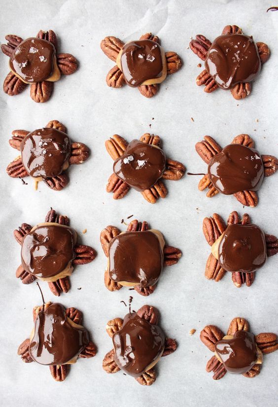 Vegan Chocolate Caramel Pecan Turtle Clusters