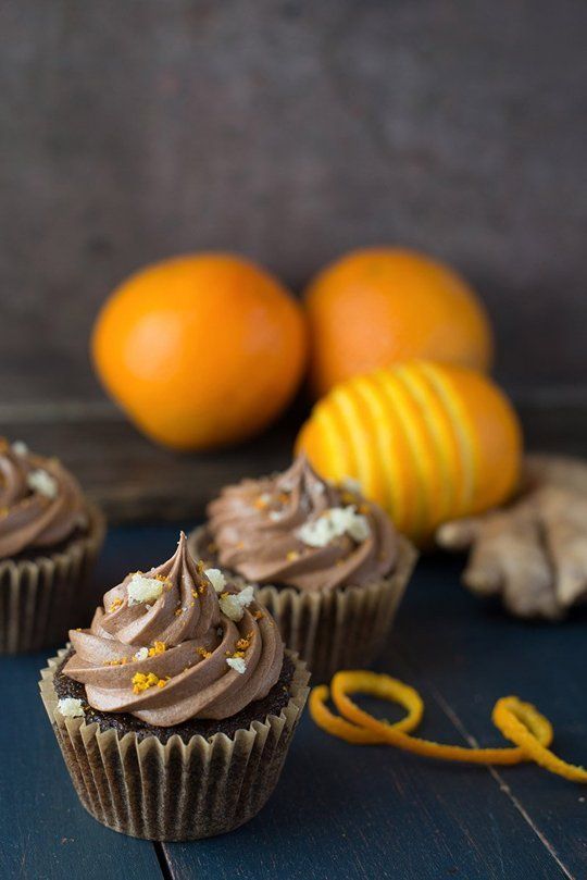 Vegan Chocolate Cupcakes with Ginger & Orange