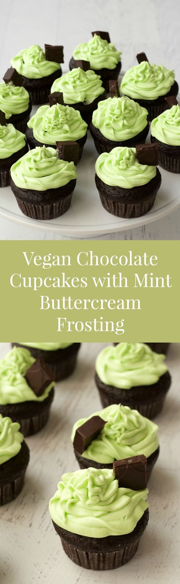 Vegan Chocolate Cupcakes with Mint Buttercream Frosting