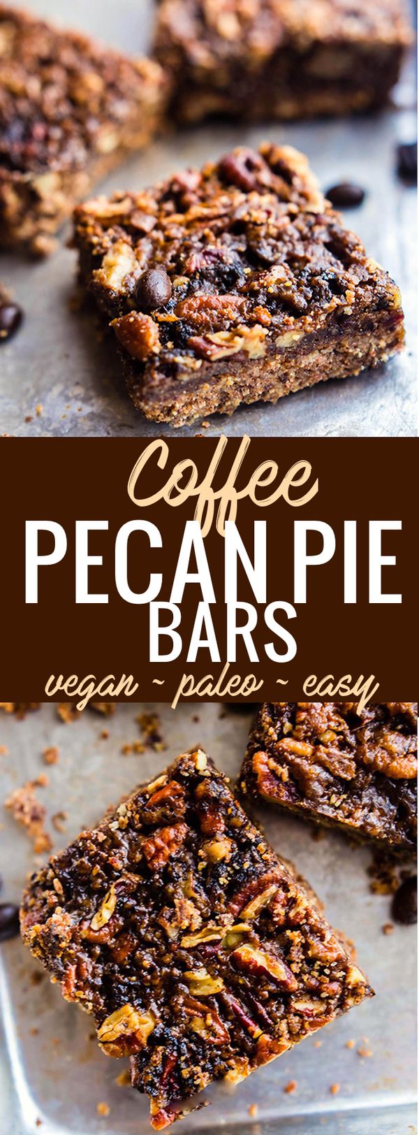 Vegan Coffee Pecan Pie Bars (Easy Paleo