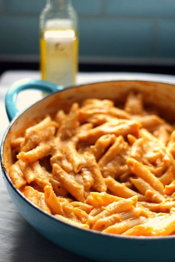 Vegan creamy pasta with butternut and truffle oil