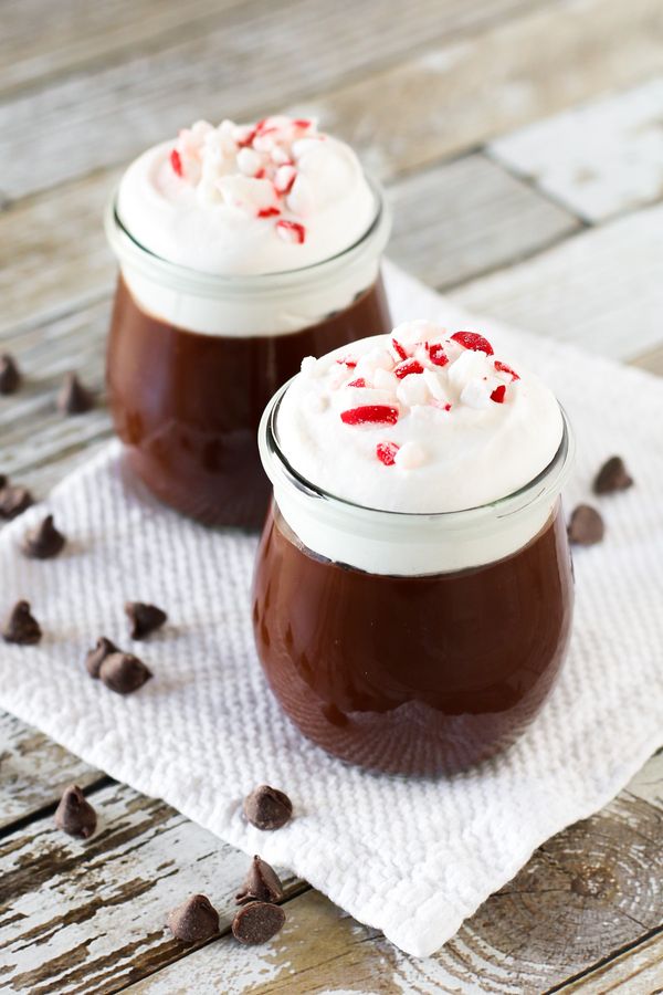 Vegan dark chocolate peppermint pudding