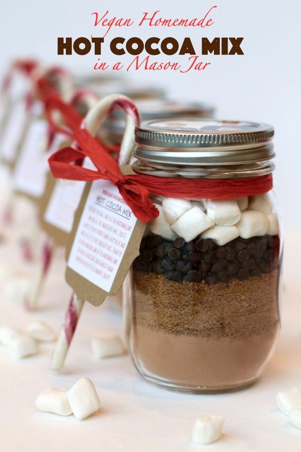 Vegan Homemade Hot Cocoa Mix in a Mason Jar