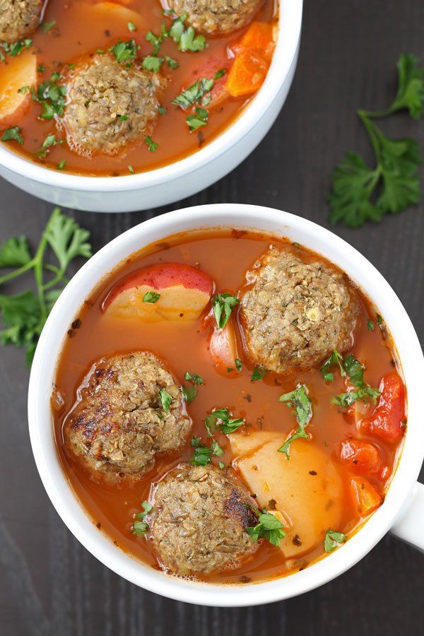 Vegan Italian Meatball Soup