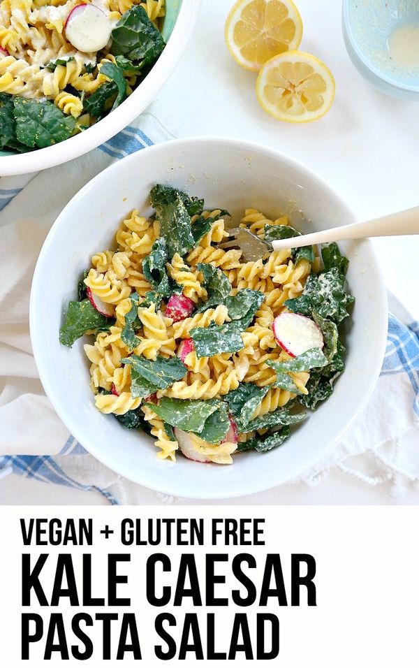 Vegan Kale Caesar Pasta Salad