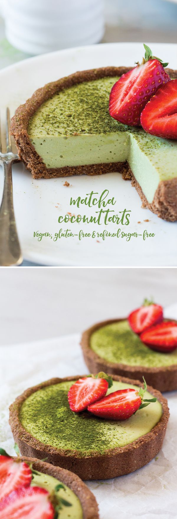 Vegan matcha coconut tarts