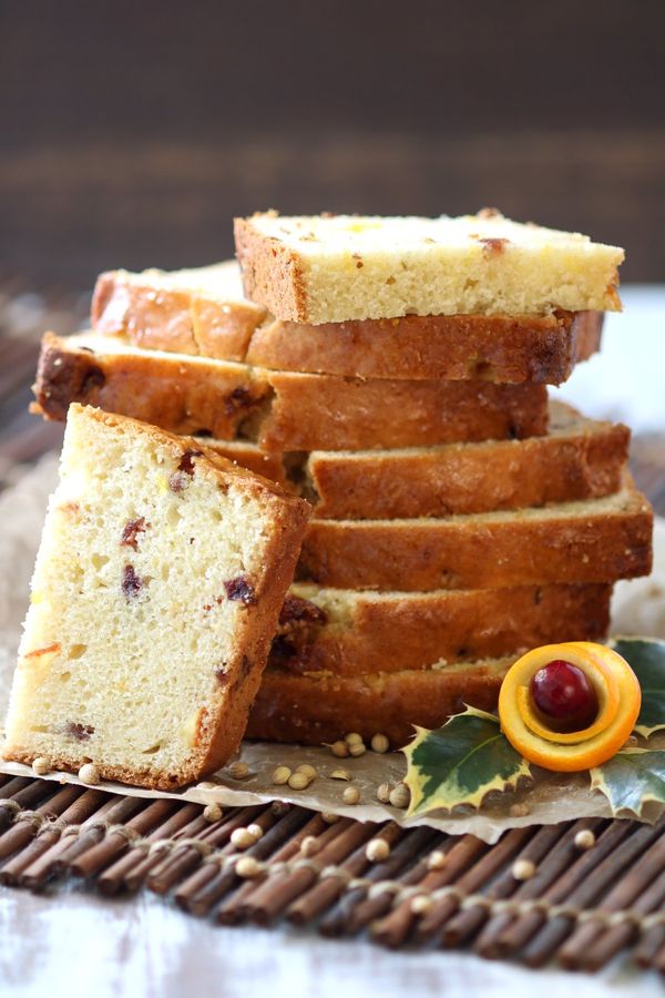 Vegan Orange Cranberry Coriander Pound Cake