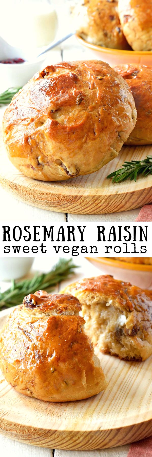 Vegan Rolls with Rosemary and Raisins