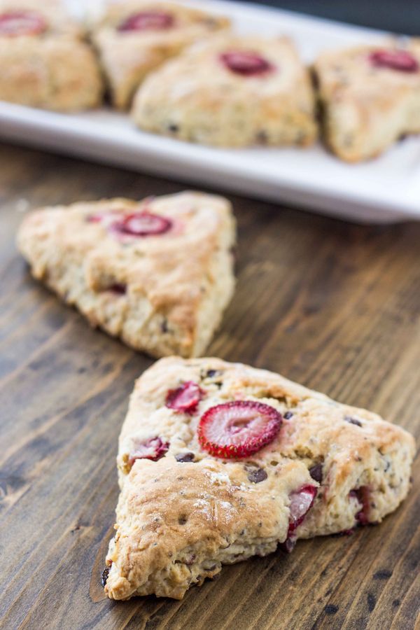 Vegan Strawberry Almond Chocolate Chip Scones