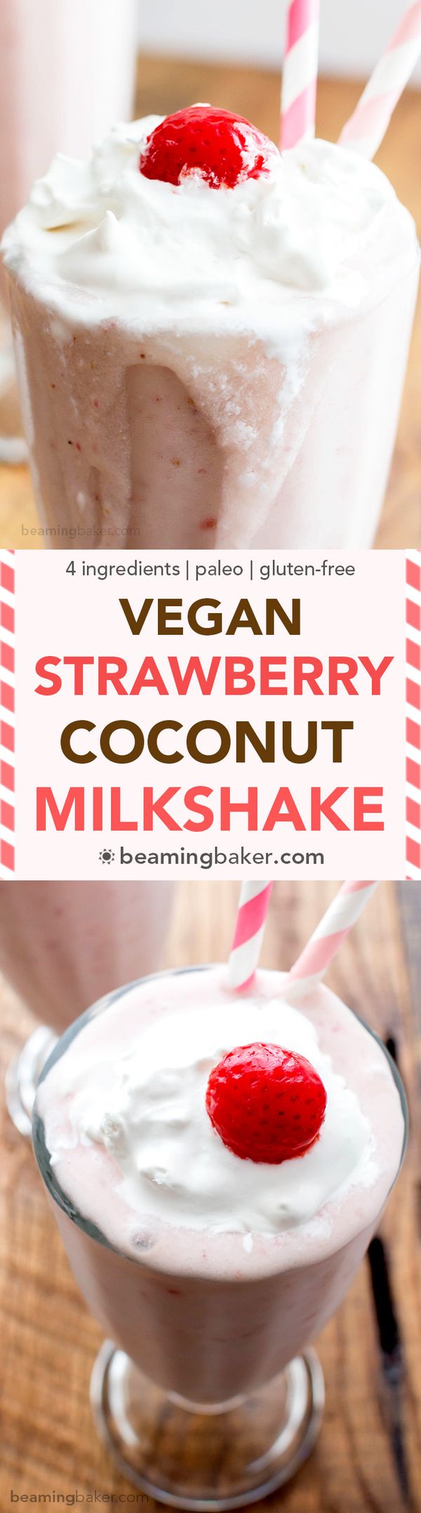 Vegan Strawberry Coconut Milkshake (Gluten Free, Dairy Free, Paleo