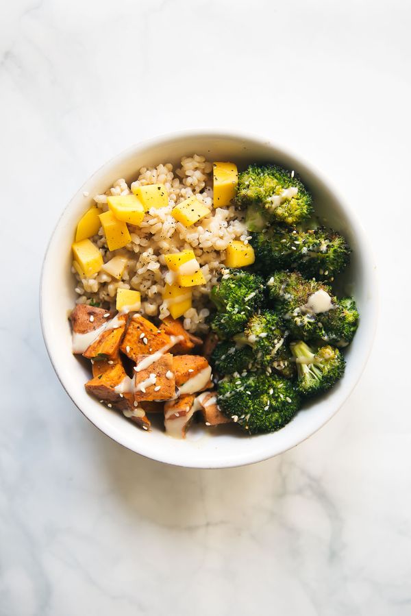 Vegan Sweet Potato Buddha Bowls with Almond Butter Dressing