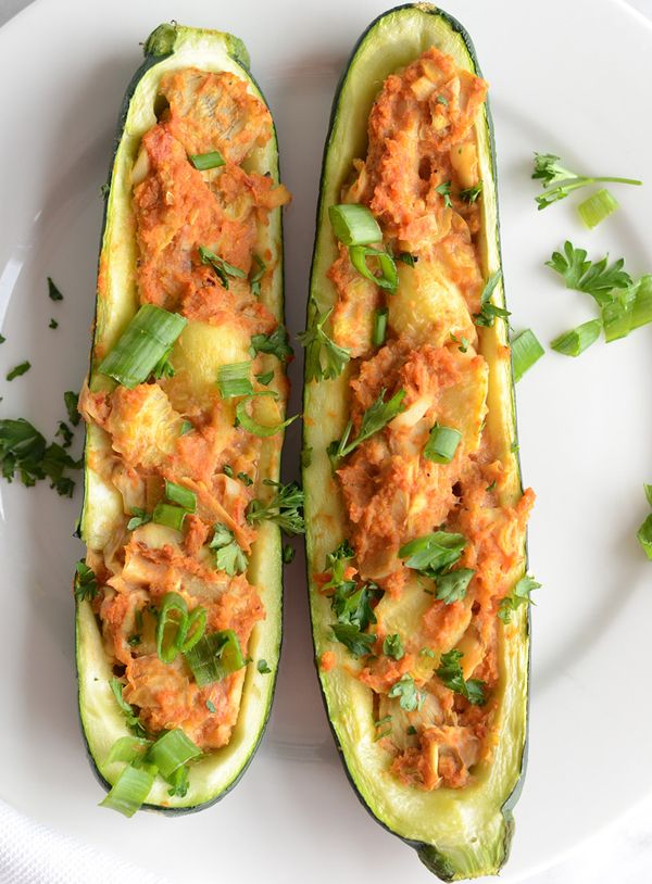 Vegan Twice Baked Stuffed Zucchini