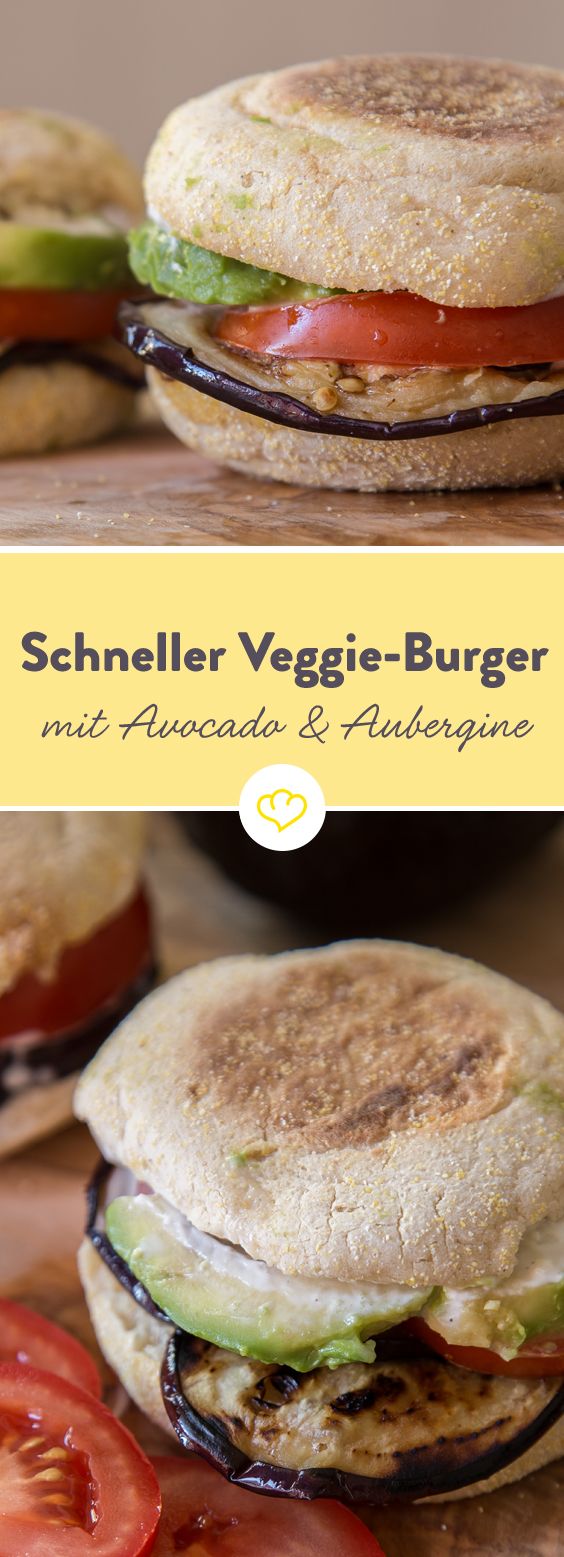 Veggie-Snack für Eilige: Auberginen-Avocado-Burger