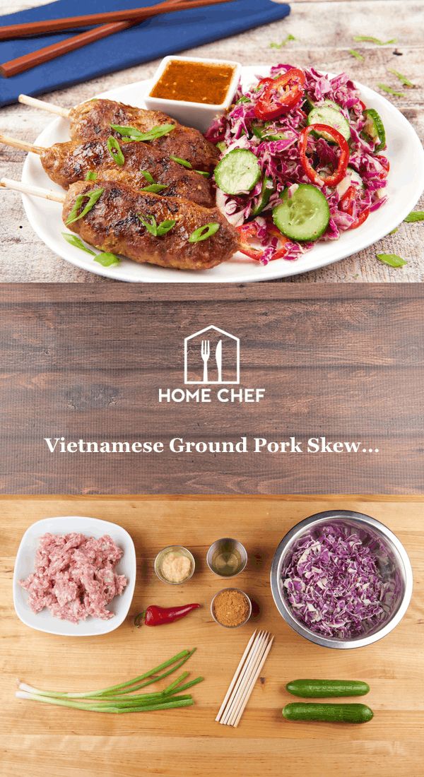 Vietnamese Ground Pork Skewers with ginger slaw