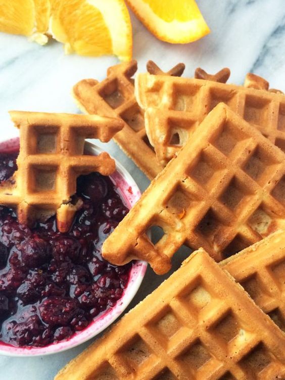 Waffle Dippers with Orange Berry Compote