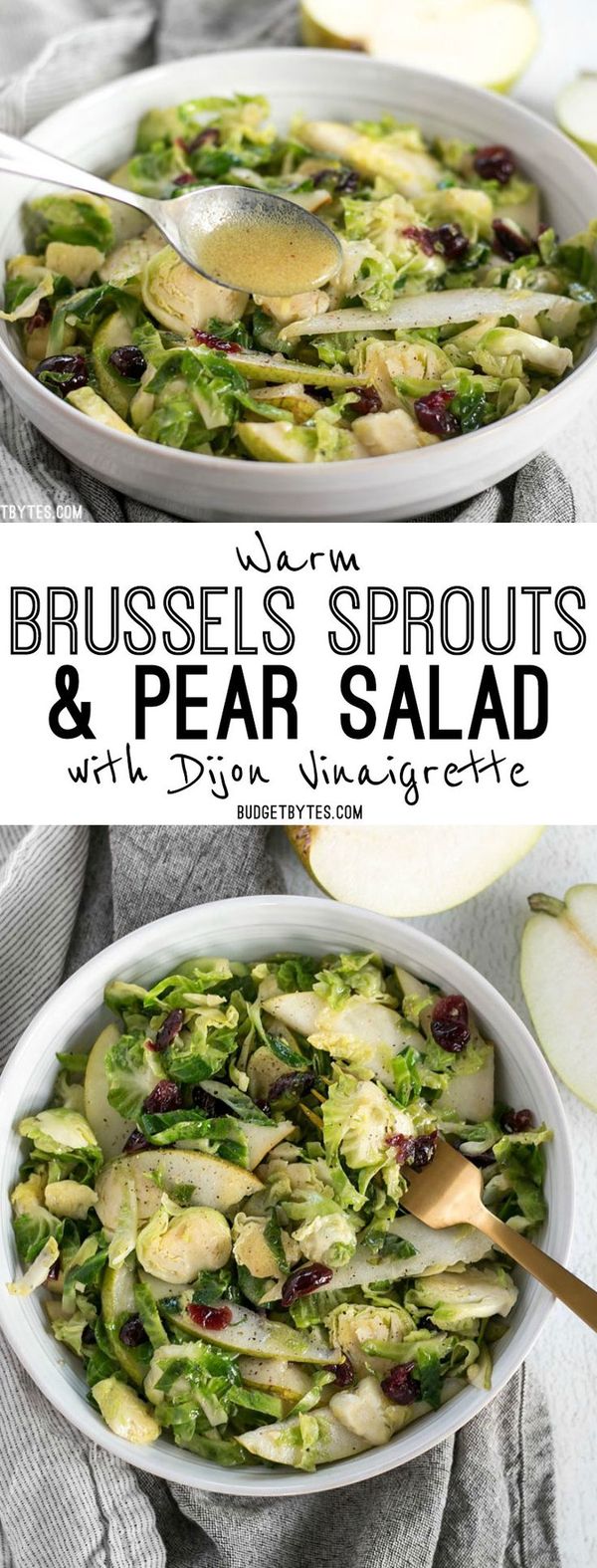 Warm Brussels Sprouts and Pear Salad with Dijon Vinaigrette