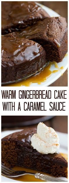 Warm Gingerbread Cake with a Caramel Sauce