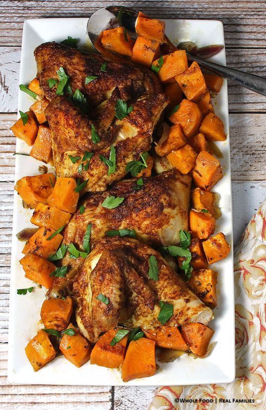 Warm-Spiced Roast Chicken over Sweet Potatoes