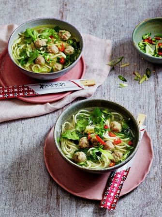 Watercress & ginger pork balls noodle soup