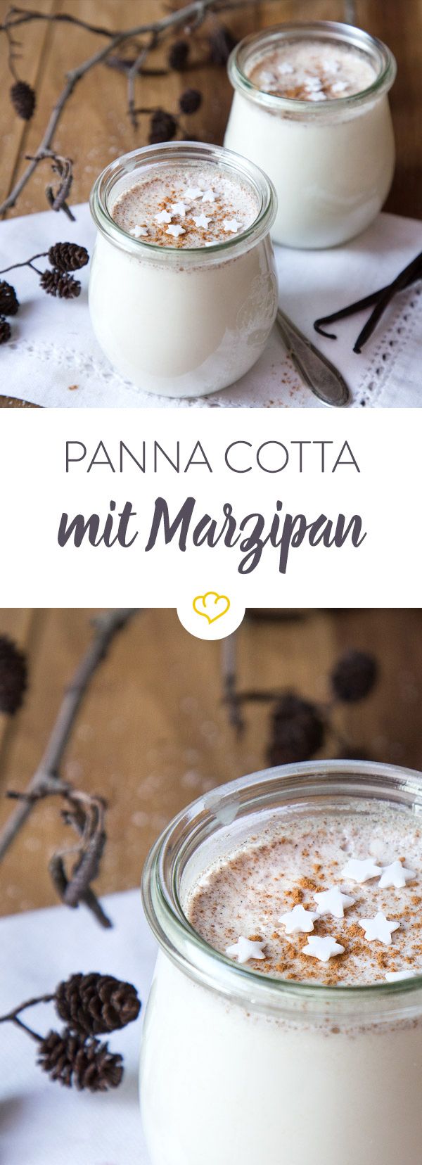 Weihnachtliche Panna Cotta mit Marzipan und Zimt