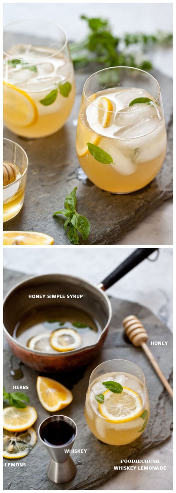 Whiskey Lemonade Recipe with Honey Simple Syrup