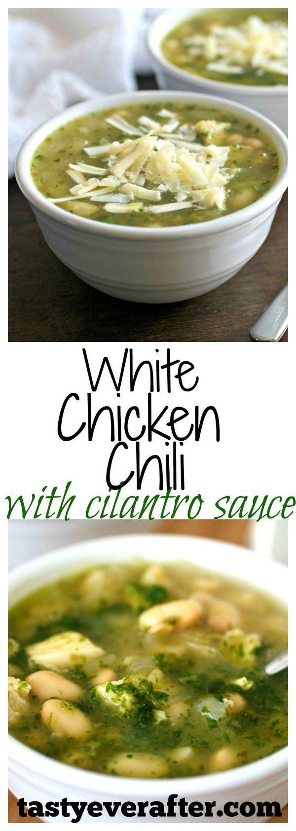 White Chicken Chili with Cilantro Sauce