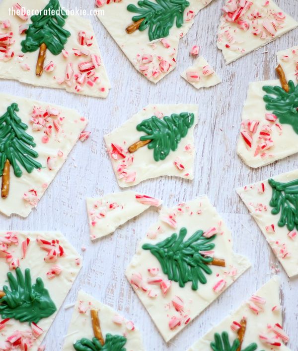 white chocolate Christmas tree bark