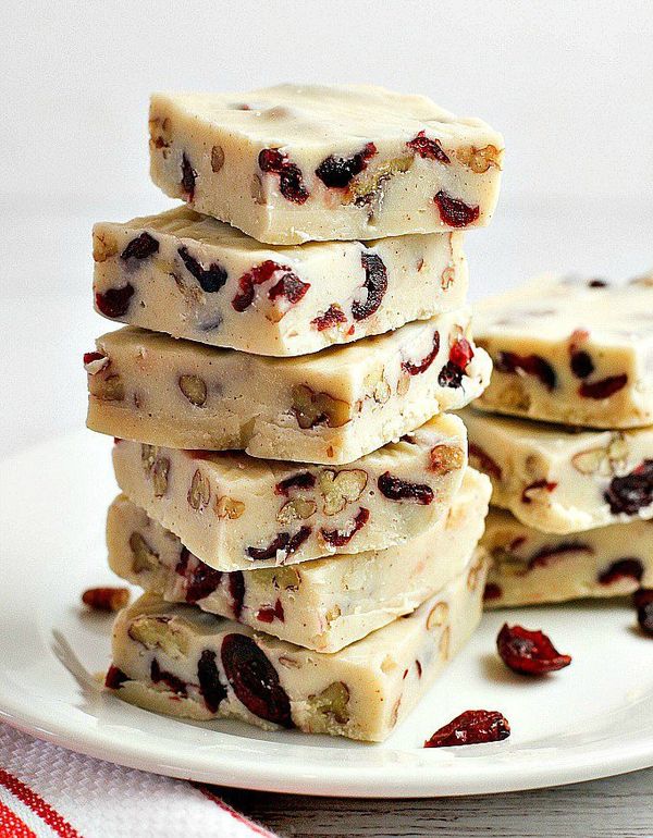 White Chocolate Cranberry Pecan Fudge