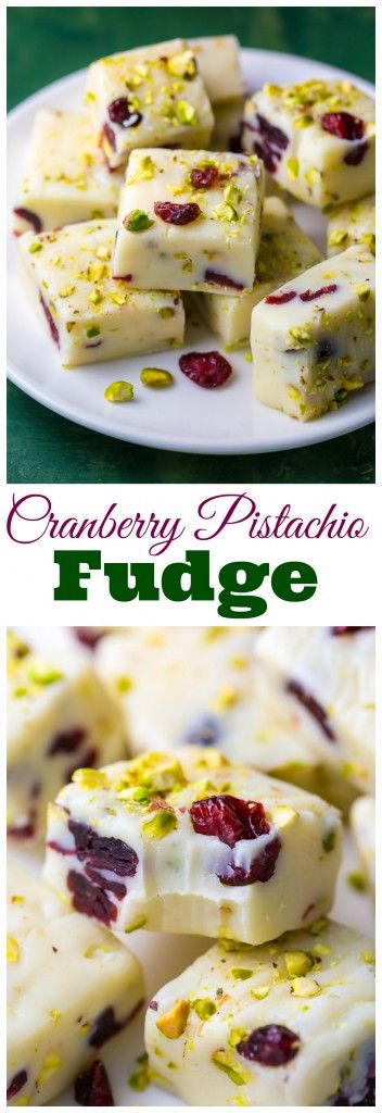 White Chocolate Cranberry Pistachio Fudge