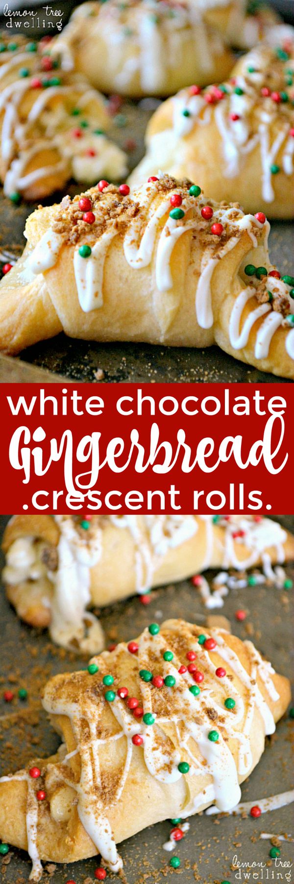 White Chocolate Gingerbread Crescent Rolls