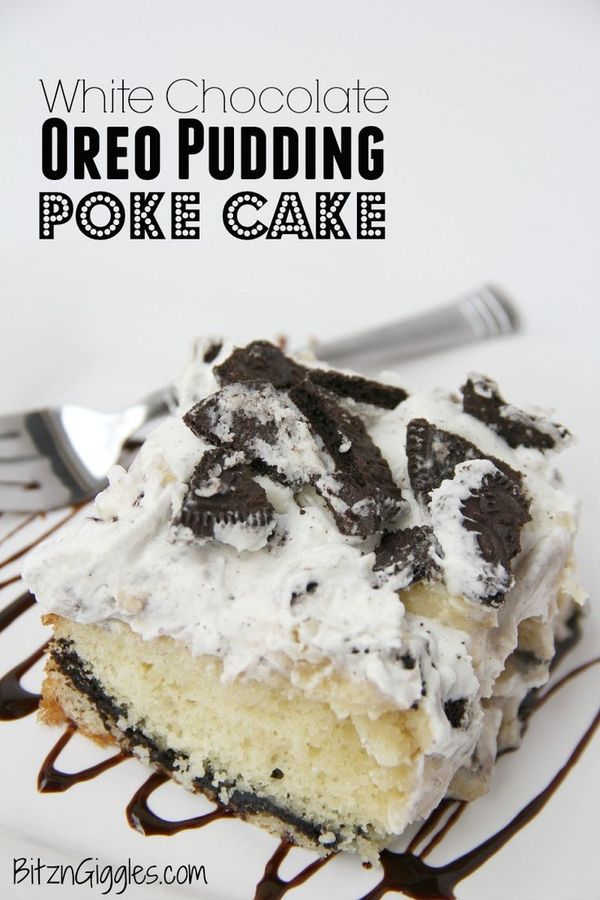 White Chocolate Oreo Pudding Poke Cake