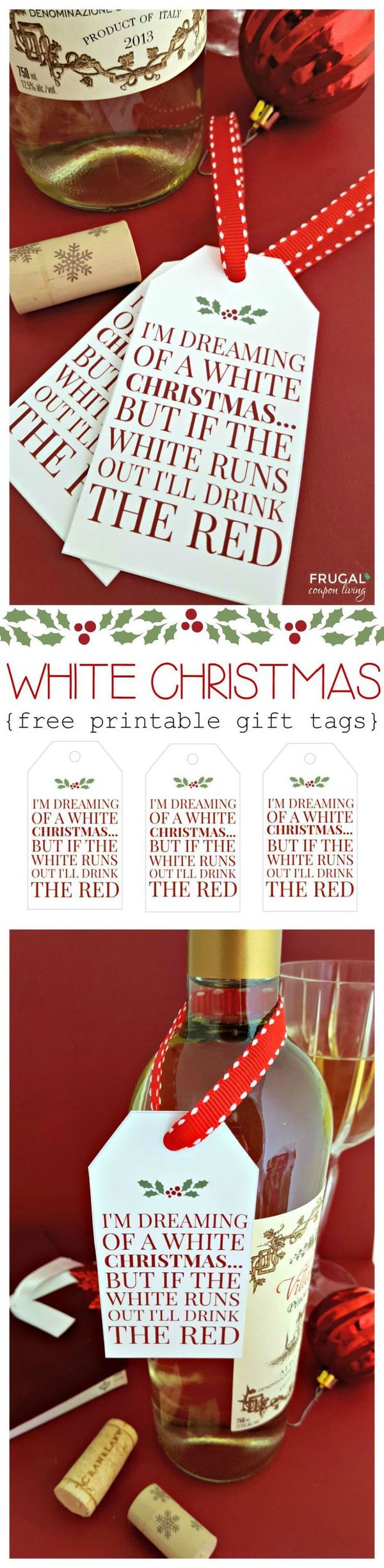 White Christmas Wine FREE Printable Tag