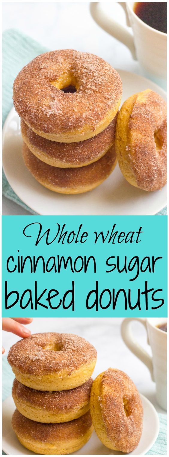 Whole wheat cinnamon sugar baked donuts