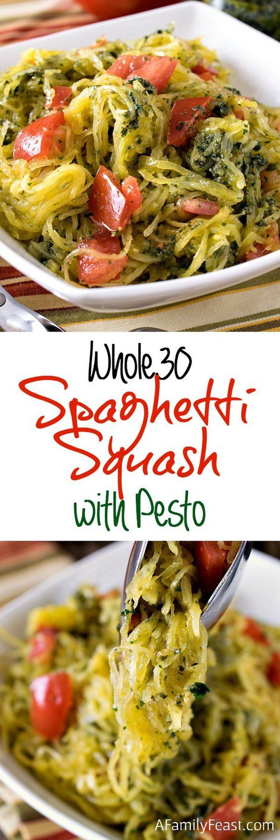 Whole30 Spaghetti Squash with Pesto