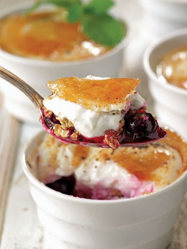 Yogurt Creme Brulee with Fresh Fruit and Granola