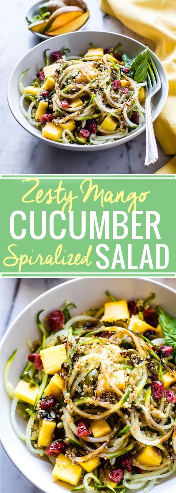 Zesty Mango Spiralized Cucumber Salad and Spiralizer Salad Favorites