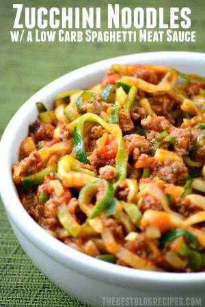 Zucchini Noodles In A Low Carb Spaghetti Meat Sauce