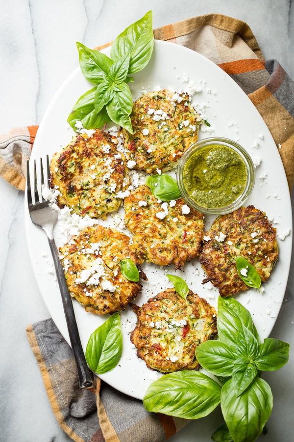Zucchini Pancakes with Feta and Basil