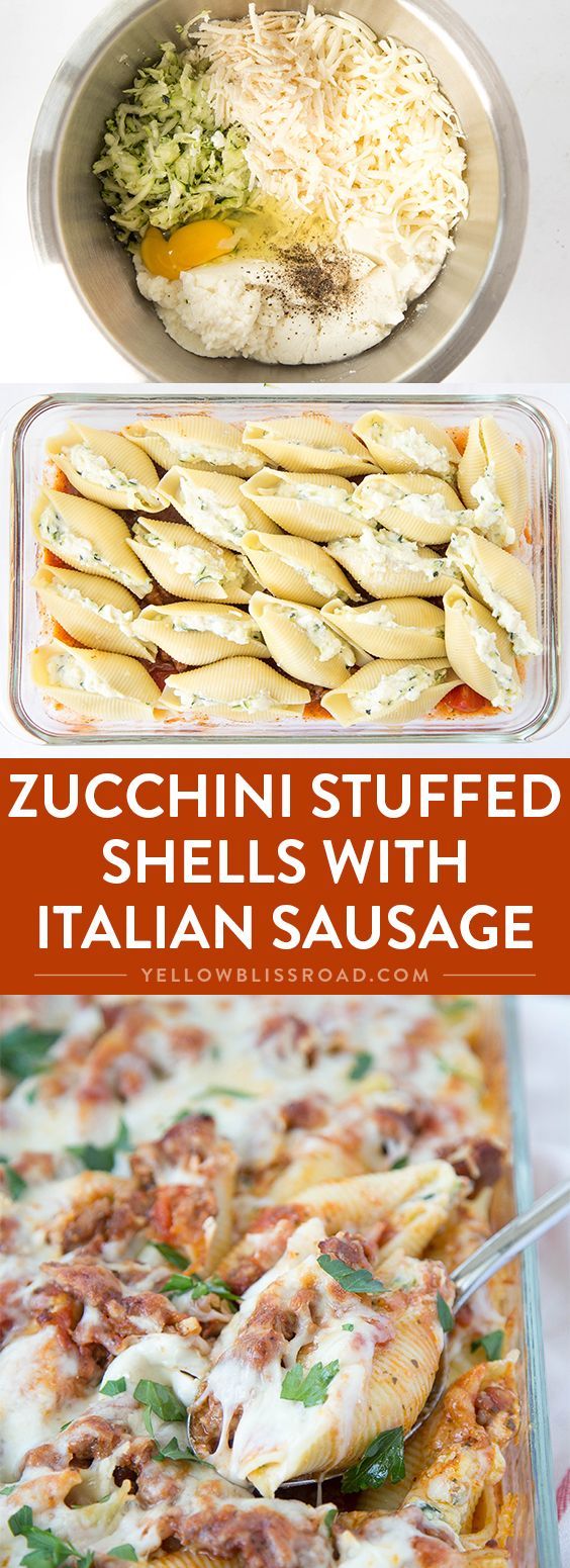 Zucchini Stuffed Shells with Italian Sausage