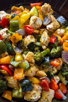 15 Minute Healthy Roasted Chicken and Veggies (One Pan