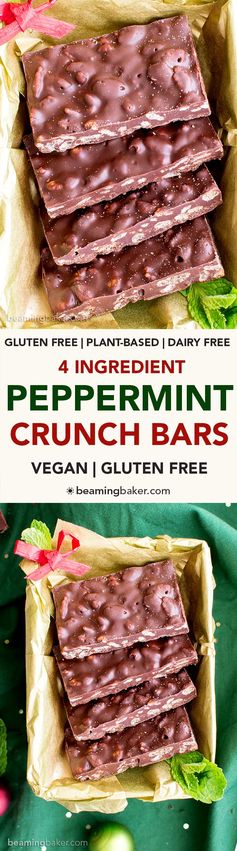 4 Ingredient Peppermint Chocolate Crunch Bars (Gluten Free, Vegan, Dairy-Free
