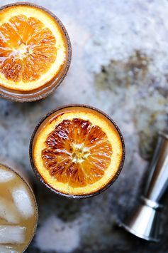 Apple Cider, Bourbon and Amaretto Cocktails with Brûléed Oranges