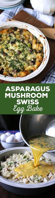 Asparagus Mushroom Swiss Egg Bake